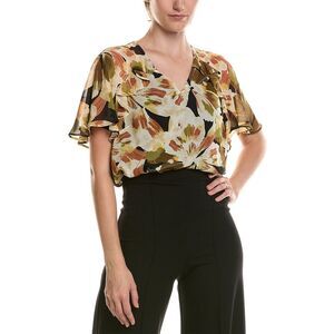 Anne Klein Womens  Ruffle Sleeve Top, Black